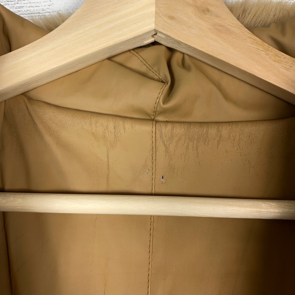 Giacca • Vintage Tan Faux Fur Hooded Coat L - Picture 6 of 8